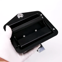 Poignée de tirage pliante noire en fer robuste avec verrou à clé pour camping-car, camion, remorque, boîte à outils