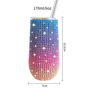 DD2748 Bling Stainless Steel Vacuum Wine Tumbler Rhinestone Straight Cup <b>Coffee</b> Cup Diamond Insulated Glitter Water Bottle 16 - Product Image 6