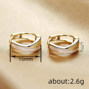 Pendientes de Aro Chapados en Oro Sobin del Reino Unido con Incrustaciones de Concha, Diseño Minimalista para Mujer, Uso Diario, Estilo Geométrico - Product Image 6