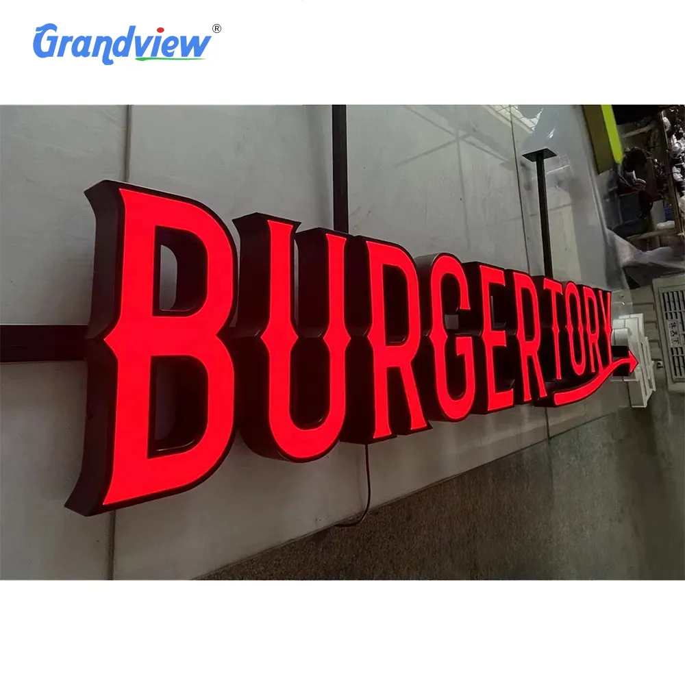 Restaurant lighted sign letters Signage Signboard Designs for Shops 3D Electronic LED Outdoor Sign Board Logo