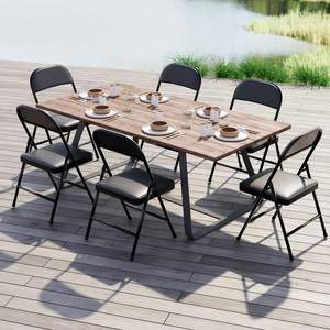 Confezione Multipla di <span class=keywords><strong>Sedie</strong></span> Pieghevoli con Telaio in Metallo Nero e Cuscino Imbottito per Uso Interno ed Esterno - Product Image 4