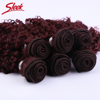 Extensions de cheveux humains brésiliens bouclés crépus 6 pièces 99J Jerry Curly pour femme, 100% cheveux Remy, tissage à double trame