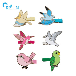 Horquillas para <span class=keywords><strong>el</strong></span> pelo de pájaros cantores de fábrica, logotipo personalizado esmaltado, Animal, loro, pavo real, Cuervo, águila, pájaro, pinzas para <span class=keywords><strong>el</strong></span> pelo, broche esmaltado - Product Image 1