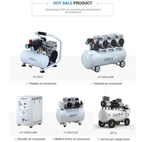 Compresseur d'air silencieux sans huile 1,5 kW, 9 L, pour usage dentaire et médical, moteur à fil de cuivre 100 %, roulement en acier, réservoir en aluminium
