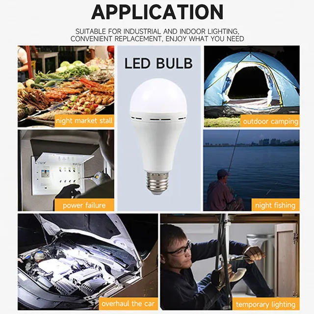 Lampu isi ulang bohlam darurat 9 Watt led isi ulang baterai bombillos E26 B22 E27