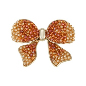 Broche simple et polyvalente en cristal dégradé avec nœud, <span class=keywords><strong>couleur</strong></span> <span class=keywords><strong>caramel</strong></span>, luxe léger, haut de gamme, en cuivre exquis et écologique - Product Image 5