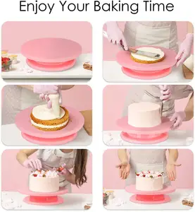 Z828 «сделай сам», сковорода для печенья, инструмент для выпечки, пластиковая тарелка для торта, вращающаяся Нескользящая круглая подставка для торта, вращающийся стол для украшения тортов