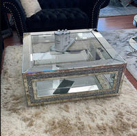 Table basse de luxe transparente carrée à effet diamant brisé pour salon