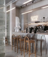 Aménagement intérieur complet de boulangerie-pâtisserie, personnalisation de la pièce, vitrine en verre, comptoir de bar, décoration de café, salon de thé