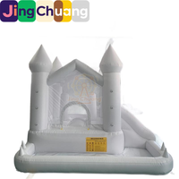 Château gonflable blanc avec toboggan, trampoline pour enfants, toboggan double intérieur/extérieur, piscine à balles, jouet en PVC épaissi