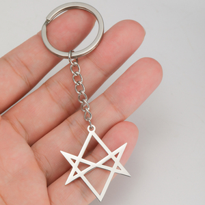 Myshape Thelema hexagrama colgante llavero acuario estrella protección amuleto llavero de acero inoxidable - Product Image 1