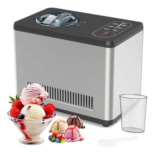 Electric Automatic 1.5L IceMix Compressor Self Cooling Stainless Steel Ice Cream Maker with No Pre-Freezing