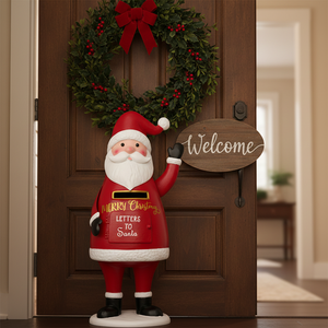 Figurine de Père Noël agitant la main pour boîte aux lettres - Contient des lettres pour Père Noël, décoration de Noël interactive pour enfants - Product Image 2