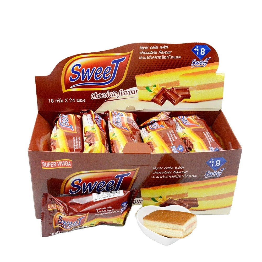 Healthy traditional rectangle shape chocolate flavor layer cake