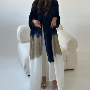 Vente en Gros Style Satin Belle Kimono Dégradé Ouvert Abaya Robes Islamique Dubaï Avant Ouvert Abaya Long Cardigan Manteau - Product Image 1