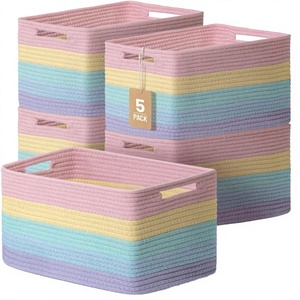 Cherry Decoration Cotton Rope Woven Storage Basket for Organizing Kids Toys Books Sundries <b>Laundry</b> Jewelry Bathroom Storage - Product Image 2