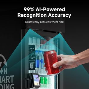Distributeur automatique de boissons froides compact sans congélateur Haha Vending AI DC360 Combo avec paiement automatique, autoportant, noir - Product Image 6