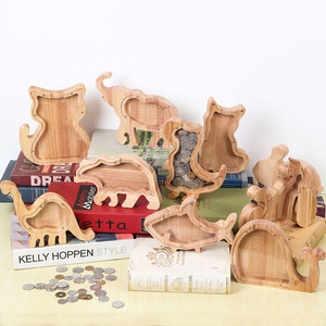 Tirelire en bois moderne et écologique de haute qualité pour enfants, design transparent, antivol et portable, vente en gros - Product Image 2