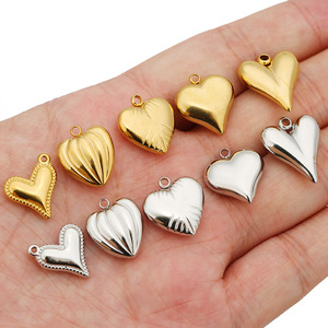 Colgante de corazón 3D de acero inoxidable, tamaño mediano, accesorios de joyería DIY para la fabricación de collares y pulseras - Product Image 4
