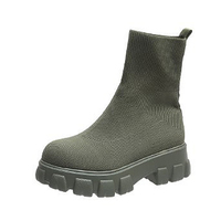 Nouvelle Arrivée Chaussures Plates à Talon Épais pour Femme, Bottes Chaussettes Tricotées à Plateforme, Grandes Tailles Européennes pour Tenue Décontractée d'Hiver
