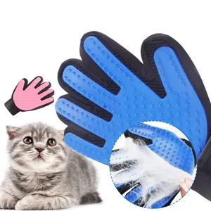 Skin Friendly Bath Brush Glove Efficient Pet Hair Remover Dog Cat Grooming Gloves With Silicone Tips