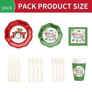 อุปกรณ์จัดงานปาร์ตี้คริสต์มาส DAMAI ชุดตกแต่งซานตาคลอสสร้างความสนุกสนานในวันคริสต์มาส ประกอบด้วยจานกระดาษ แก้วน้ำ และกระดาษเช็ดปากสำหรับงานปาร์ตี้คริสต์มาส - Product Image 2