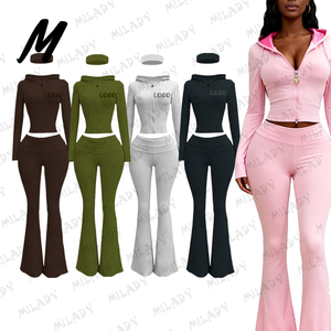 Completo <span class=keywords><strong>Donna</strong></span> Autunno 2026: Giacca Casual con Zip e Top, Pantaloni Skinny a Zampa, <span class=keywords><strong>Outfit</strong></span> Sportivo Invernale, Set 2 Pezzi - Product Image 6