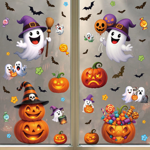 Adhesivos Decorativos para Ventanas <span class=keywords><strong>de</strong></span> Halloween, Calcomanías <span class=keywords><strong>de</strong></span> Fantasmas, Calabazas Malvadas, Murciélagos, Gatos Negros, Adhesivos Reutilizables para Decoración <span class=keywords><strong>de</strong></span> Fiestas <span class=keywords><strong>de</strong></span> Halloween - Product Image 1
