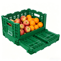 Caisse pliable réutilisable en plastique pour légumes et fruits, conteneur de stockage durable et ventilé pour la récolte agricole et le transport en chaîne du froid