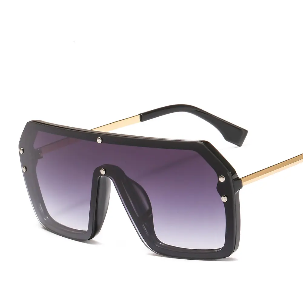 2020 large frame square retro integrated mirror metal glasses extra large sunglasses Fashion Sunglasses