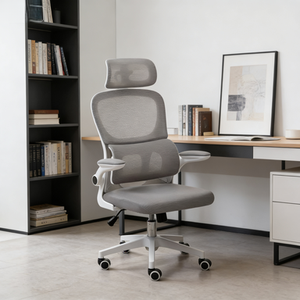 <span class=keywords><strong>Chaise</strong></span> ergonomique en maille gris clair avec protection du cou et accoudoirs réglables, <span class=keywords><strong>chaise</strong></span> d'ordinateur confortable pour le <span class=keywords><strong>bureau</strong></span> à domicile - Product Image 5