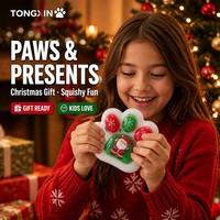 TONGXIN Kawaii Jouet anti-stress à presser en TPR, motif patte de Noël, avec paillettes et pompon, à récupération lente, cadeau festif