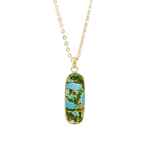 Pendentif géométrique en pierre naturelle, collier plaqué or en cuivre, bijoux de mode unisexes - Product Image 5