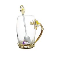 Tasse à thé unique en forme de rose avec couvercle et cuillère, tasse en verre transparent pour cadeau de fête des mères pour femmes avec boîte cadeau exquise