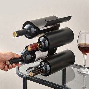 Porte-vin moderne en acier, capacité 4 bouteilles, design minimaliste, rangement de table, rangées de présentation - Product Image 1