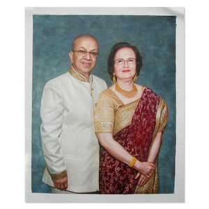 Obra de arte realista hecha a mano mujer y hombre retrato pareja pintura de foto - Product Image 4