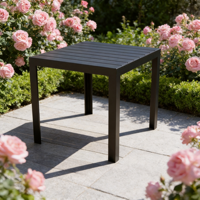 Ensemble de table et chaises de salle à manger carrées en aluminium métallique moderne pour patio, tables de restaurant en plein air