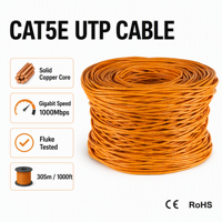 Câble Ethernet Cat5e UTP à conducteur solide 4 paires 24AWG en cuivre, 305m, prix usine, pour caméra IP CCTV POE