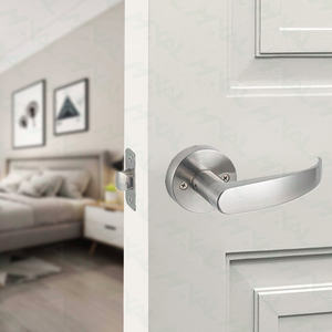 คันโยกประตูทำจากนิกเกิลทำจากผ้าซาตินภายในพร้อมตัวล็อกประตูห้องน้ำทางเดินด้านซ้ายและขวา - Product Image 5