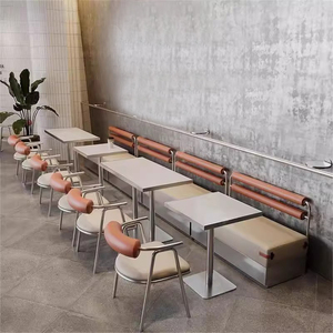 Foshan Steel Plant World Tables et chaises de <span class=keywords><strong>restaurant</strong></span> à thème en acier inoxydable personnalisées Tables et chaises de café en cuir PU Stand - Product Image 4