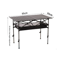 Table de camping pliable légère et réglable en acier à haute teneur en carbone, 4 places, design relevable et enroulable pour pique-nique, barbecue, extérieur et usage domestique