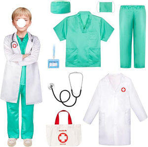 Ensemble de 8 costumes de médecin, chirurgien et infirmière pour enfants, déguisements de <span class=keywords><strong>carnaval</strong></span> d'Halloween, jeux de rôle, tenues de carrière pour enfants, pantalon, blouse d'hôpital - Product Image 3