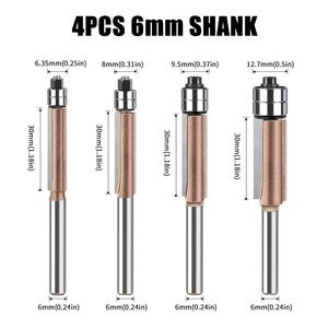 Fraise à défoncer professionnelle 1 pièce, queue de 6 mm (1/4 po), double roulement, personnalisable, pour le travail du bois, OEM - Product Image 2