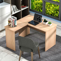Bureau moderne extensible en forme de L avec dessus en panneau pour les petits espaces de bureau à domicile