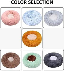 Coussin rond pour chien en peluche douce et luxueuse, gris et blanc, vente en gros, fabricant - Product Image 4