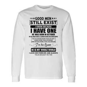 Los hombres buenos aún existen, él nació en octubre, camiseta de manga larga, regalo de cumpleaños para él - Product Image 1