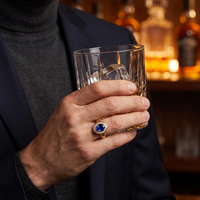 Excelente Anillo de Hombre de Plata 925 Chapado en Oro de 14K con Zafiro Azul Real de Corte Ovalado de 3 Quilates, Zafiro Cultivado en Laboratorio, Joyería Fina Hecha a Medida