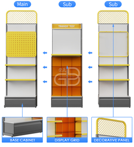 Oem kim loại phổ biến có thể điều chỉnh lớp Chiều cao trở lại dây lưới Kệ Trắng Phong cách màu vàng cho hợp thời trang cửa hàng đồ chơi - Product Image 3