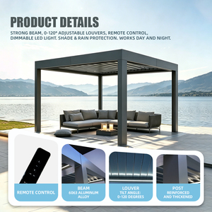 Kit de Pérgola de Aleación de <span class=keywords><strong>Aluminio</strong></span> con Techo Retráctil Eléctrico, Resistente al Viento, a la Lluvia y a la Nieve, para Patio o Pabellón - Product Image 3