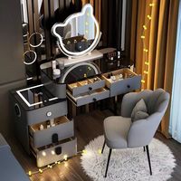 Coiffeuse Intelligente TengHang la Plus Vendue avec Recharge Sans Fil, Miroir LED et Design en Panneaux de Bois Écologiques pour Chambre Moderne